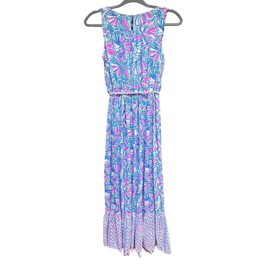 Lilly Pulitzer for Target Girls XL Maxi Dress Sea a Sunrise Blue Pink Floral NWT
